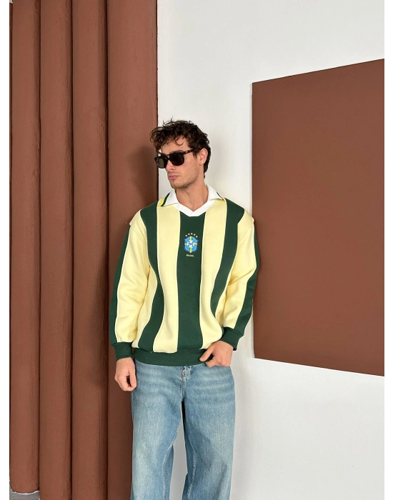 BRASİL POLO YAKA KALIN ŞERİT OVERSİZE SWEAT