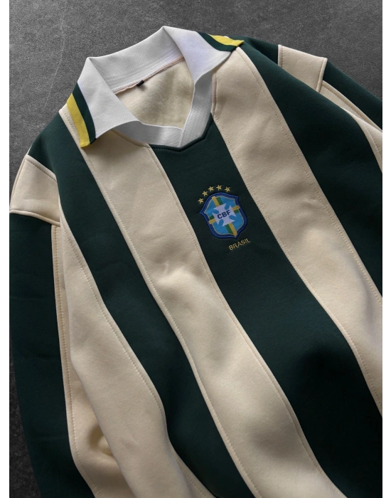 BRASİL POLO YAKA KALIN ŞERİT OVERSİZE SWEAT
