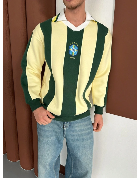 BRASİL POLO YAKA KALIN ŞERİT OVERSİZE SWEAT