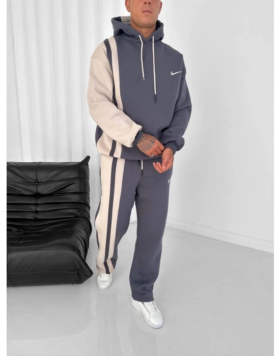 YAN ŞERİT ÇİFT RENK DETAY 3 İPLİK EŞOFMAN TAKIMI