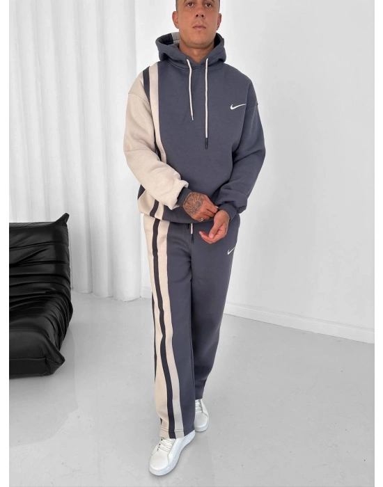 YAN ŞERİT ÇİFT RENK DETAY 3 İPLİK EŞOFMAN TAKIMI