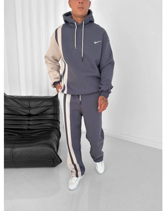 YAN ŞERİT ÇİFT RENK DETAY 3 İPLİK EŞOFMAN TAKIMI