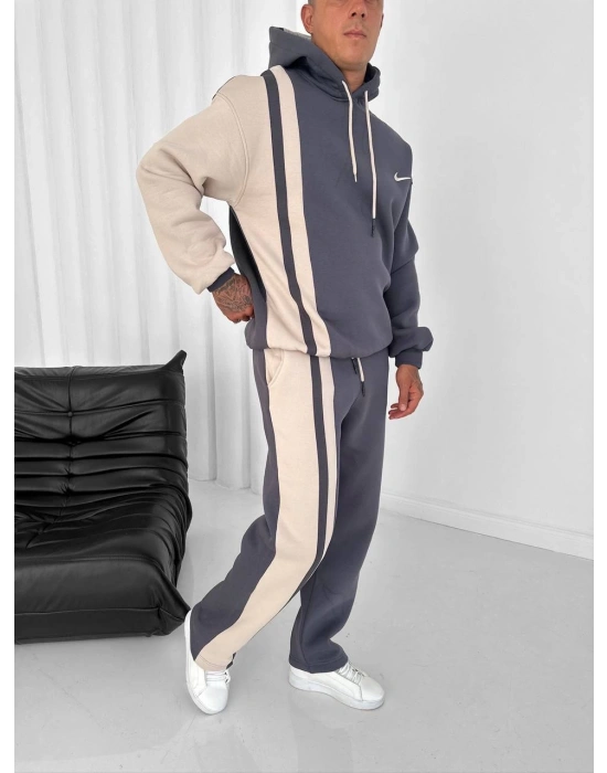 YAN ŞERİT ÇİFT RENK DETAY 3 İPLİK EŞOFMAN TAKIMI