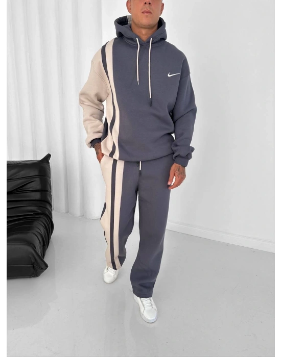 YAN ŞERİT ÇİFT RENK DETAY 3 İPLİK EŞOFMAN TAKIMI