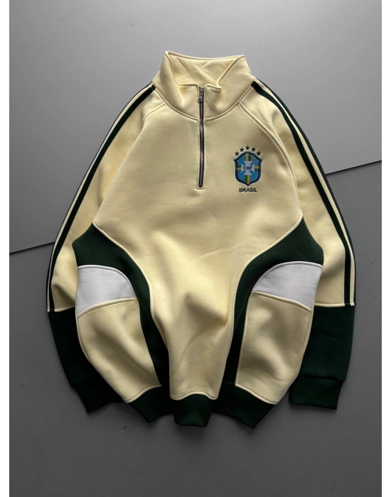 BRASİL YARIM FERMUAR PARÇALI SWEAT