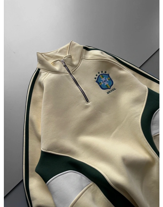 BRASİL YARIM FERMUAR PARÇALI SWEAT