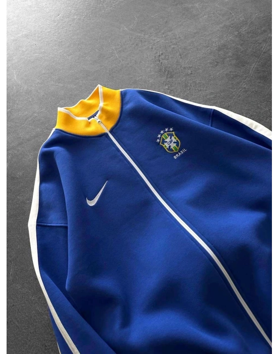 BRAZİL 3 İPLİK ŞARDONLU HIRKA MAVİ