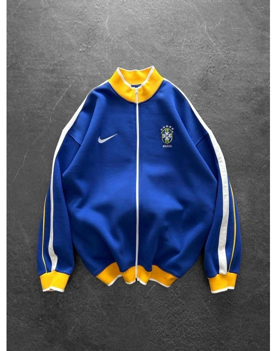 BRAZİL 3 İPLİK ŞARDONLU HIRKA MAVİ