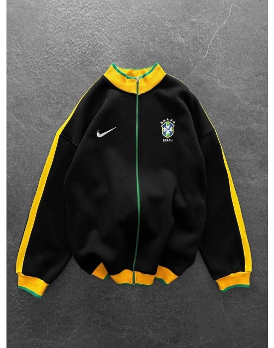 BRAZİL 3 İPLİK ŞARDONLU HIRKA SİYAH