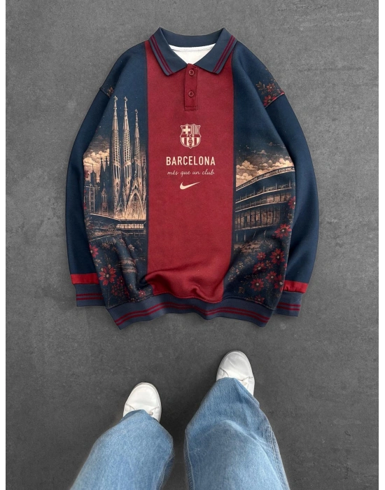 CAMP NOU 3 İPLİK PAMUKLU YAKALI SWEAT