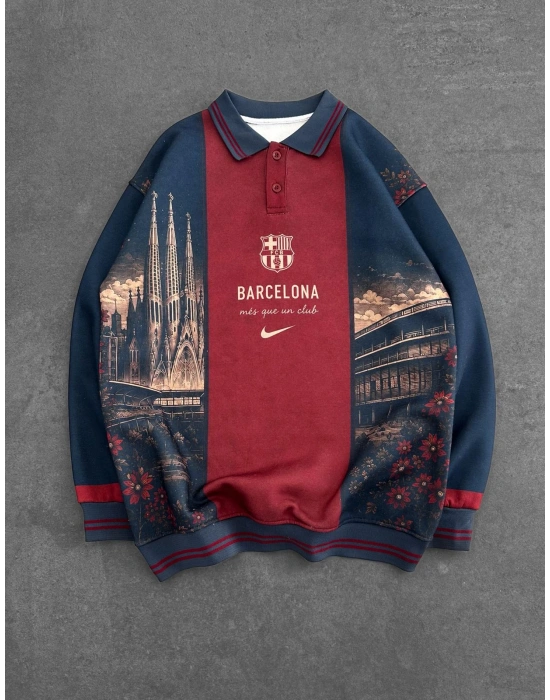 CAMP NOU 3 İPLİK PAMUKLU YAKALI SWEAT