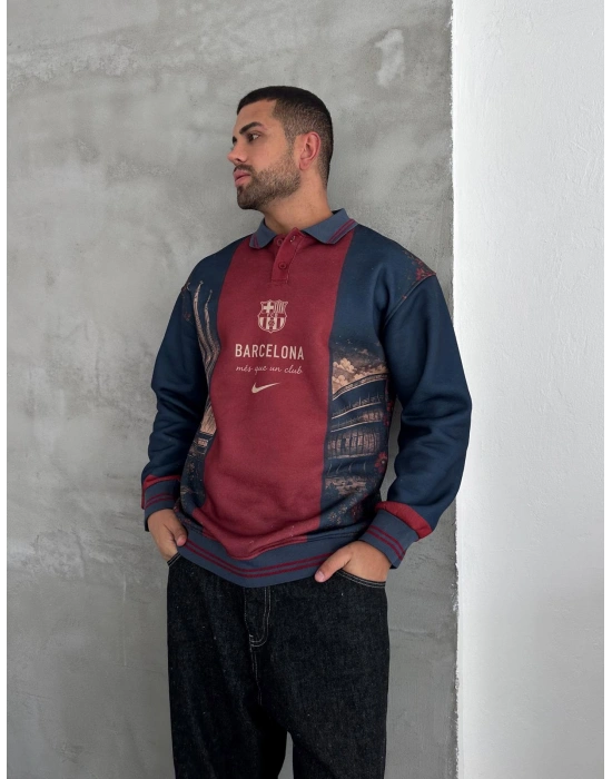 CAMP NOU 3 İPLİK PAMUKLU YAKALI SWEAT