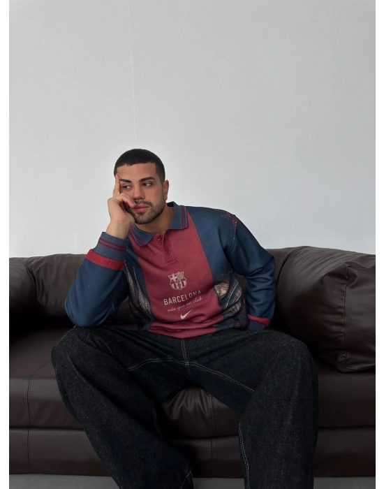 CAMP NOU 3 İPLİK PAMUKLU YAKALI SWEAT