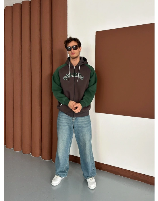 CELTİCS 3 İPLİK PAMUKLU KUMAŞ HIRKA YEŞİL