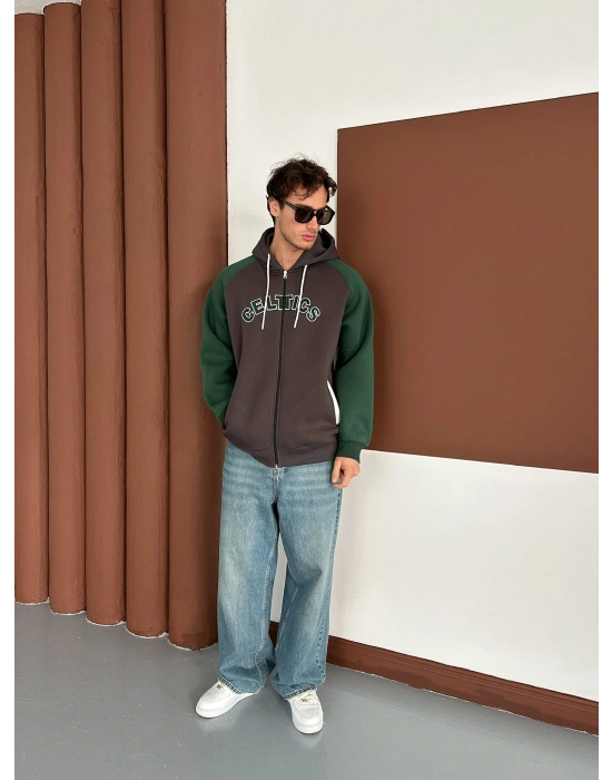 CELTİCS 3 İPLİK PAMUKLU KUMAŞ HIRKA YEŞİL