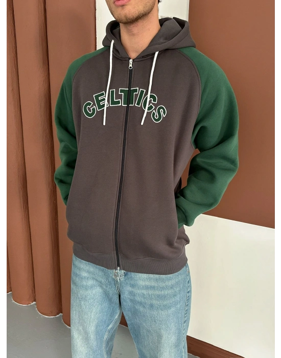 CELTİCS 3 İPLİK PAMUKLU KUMAŞ HIRKA YEŞİL