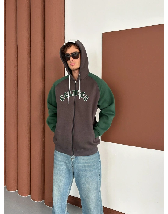 CELTİCS 3 İPLİK PAMUKLU KUMAŞ HIRKA YEŞİL