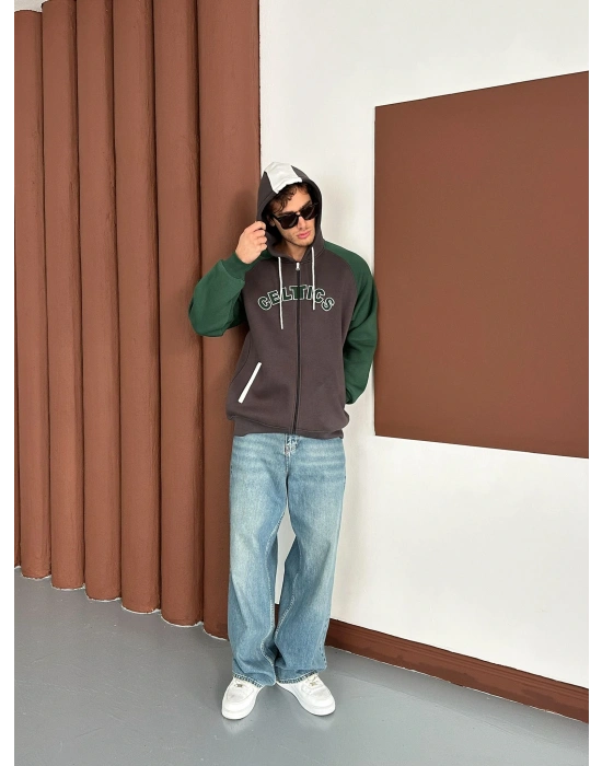 CELTİCS 3 İPLİK PAMUKLU KUMAŞ HIRKA YEŞİL