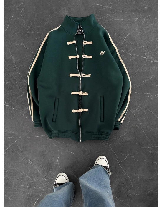 CHİN OVERSİZE 3 İPLİK PAMUKLU HIRKA HAKİ