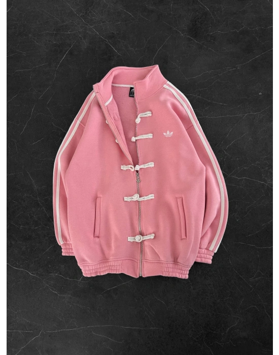 CHİN OVERSİZE 3 İPLİK PAMUKLU HIRKA PEMBE