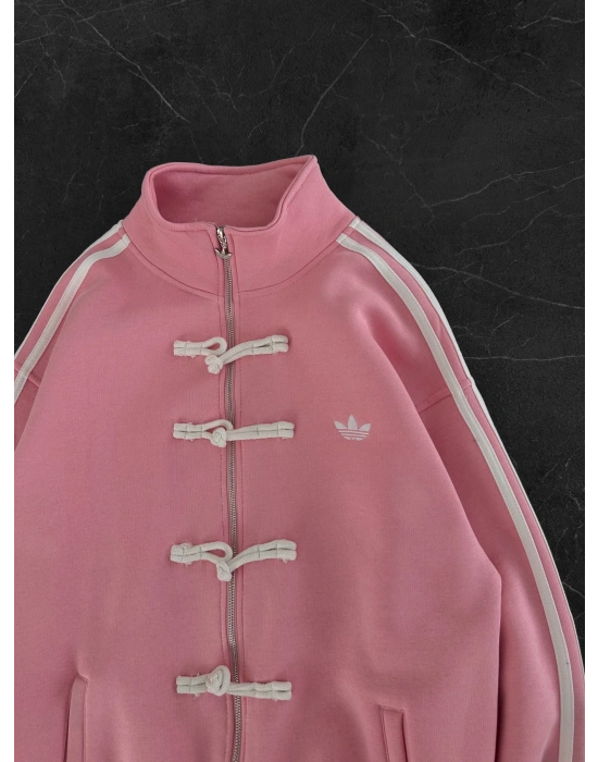 CHİN OVERSİZE 3 İPLİK PAMUKLU HIRKA PEMBE