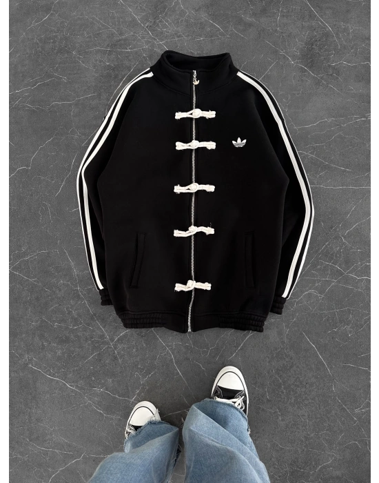 CHİN OVERSİZE 3 İPLİK PAMUKLU HIRKA SİYAH