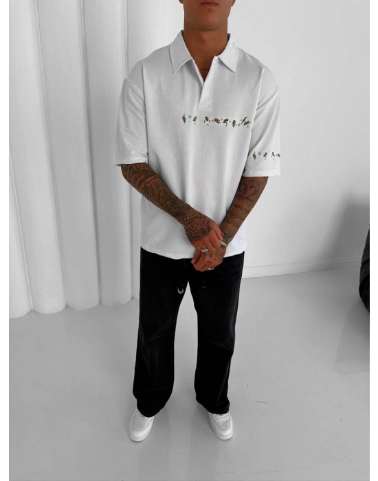 ÇİÇEKLİ POLO YAKA TİŞÖRT