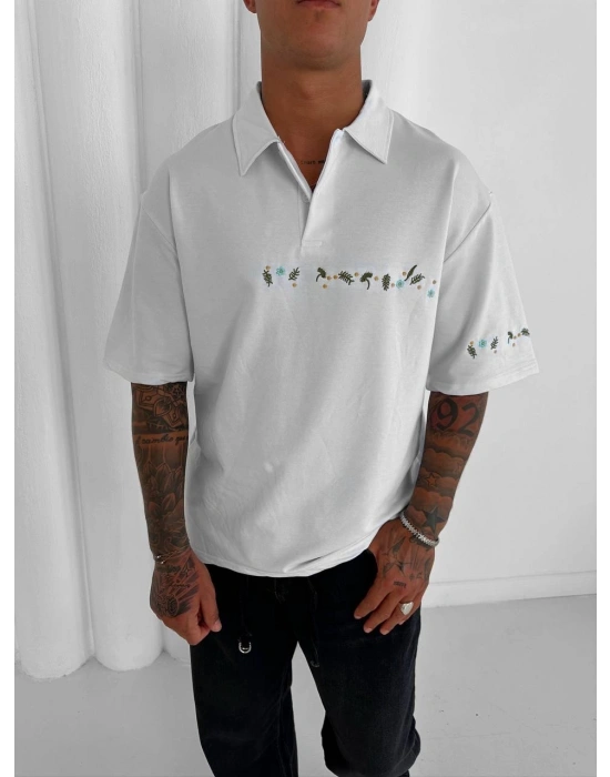 ÇİÇEKLİ POLO YAKA TİŞÖRT