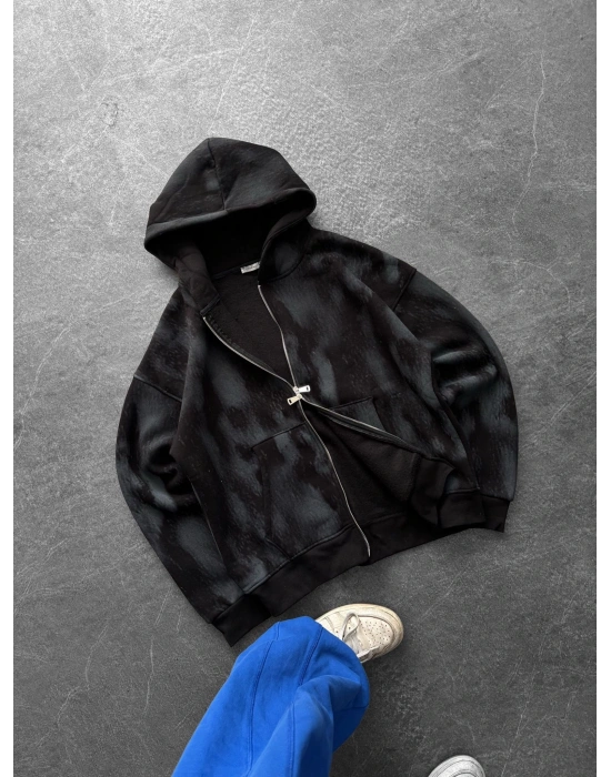 ÇİFT FERMUAR EFSANE DESENLİ OVERSİZE HIRKA