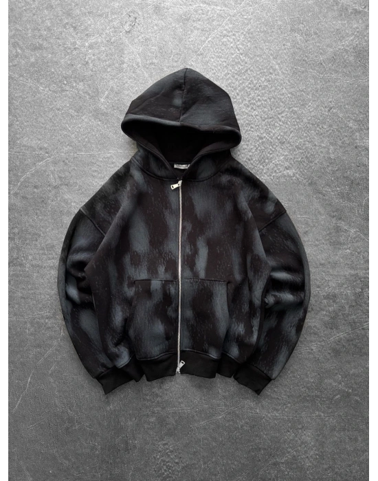 ÇİFT FERMUAR EFSANE DESENLİ OVERSİZE HIRKA