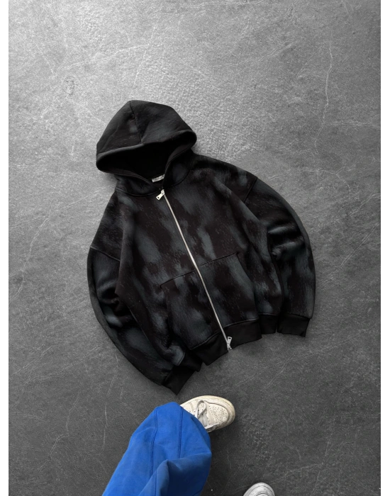 ÇİFT FERMUAR EFSANE DESENLİ OVERSİZE HIRKA