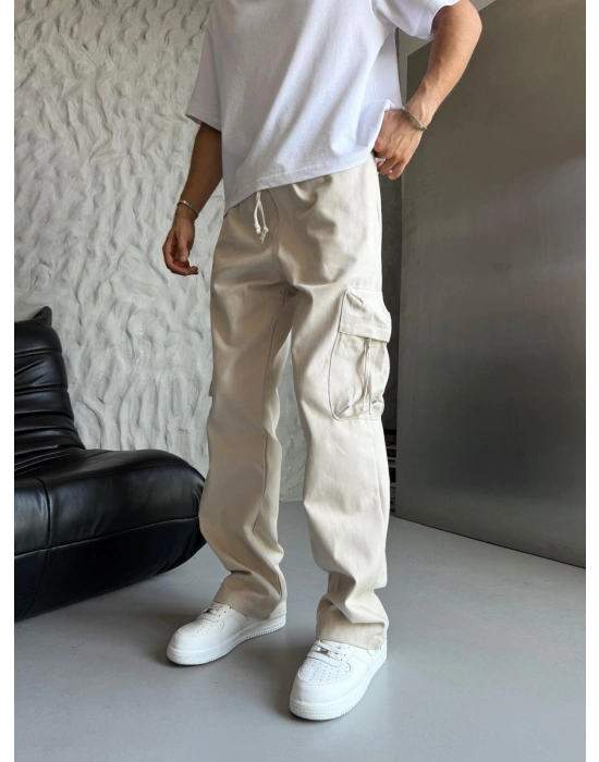 ÇİFT KARGO CEP BAGGY PANTOLON KREM