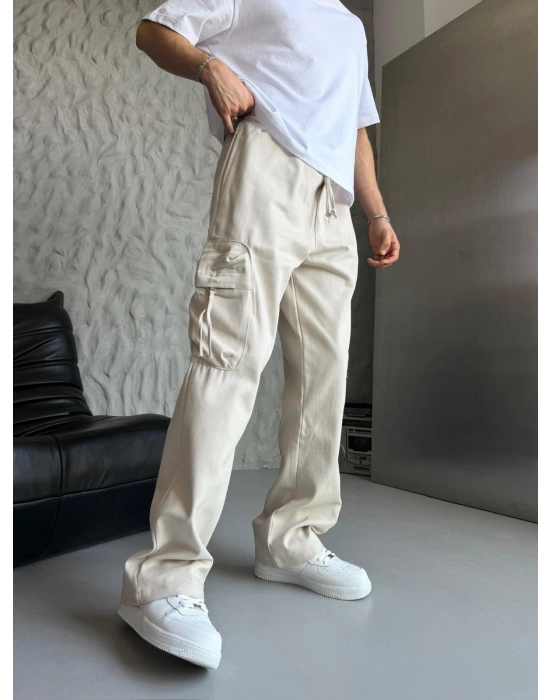 ÇİFT KARGO CEP BAGGY PANTOLON KREM