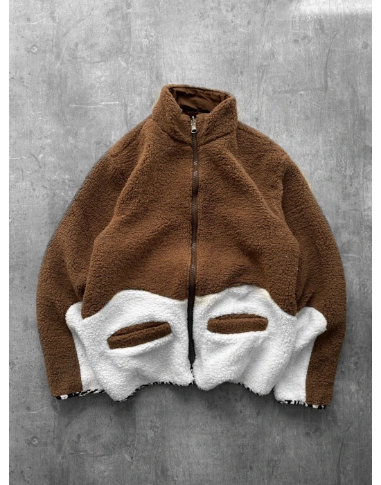 ÇİFT TARAFLI UNSU OVERSİZE MONT KAHVERENGİ