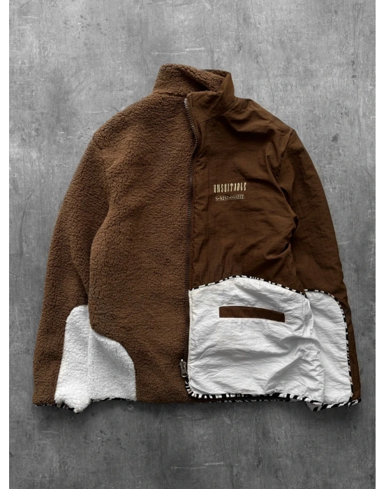 ÇİFT TARAFLI UNSU OVERSİZE MONT KAHVERENGİ