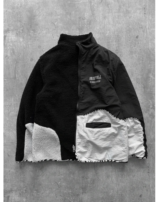 ÇİFT TARAFLI UNSU OVERSİZE MONT SİYAH