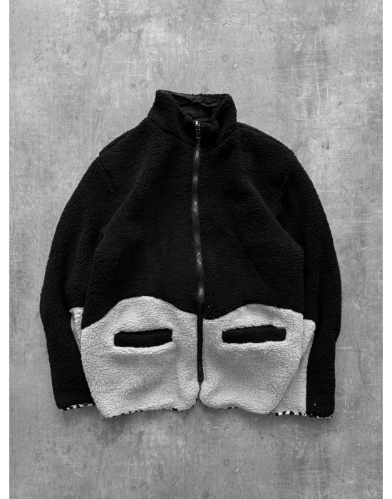 ÇİFT TARAFLI UNSU OVERSİZE MONT SİYAH