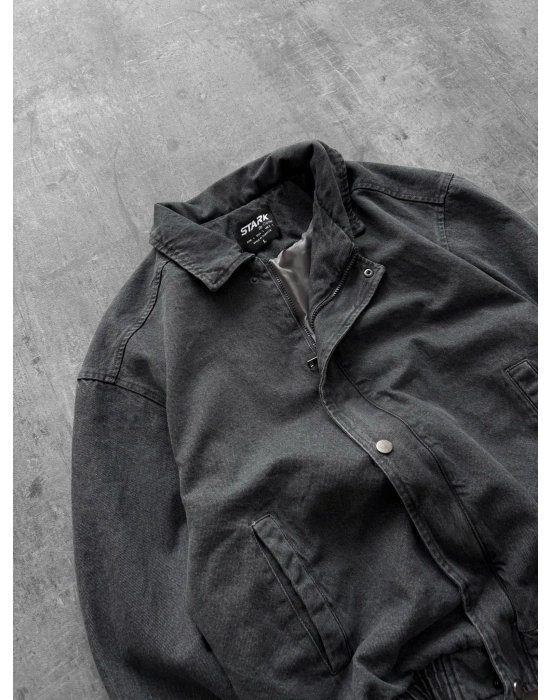 ÇITÇITLI OVERSİZE KOT CEKET GRİ