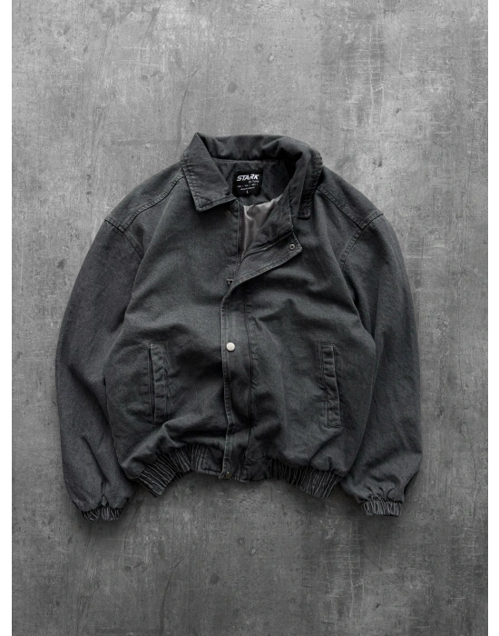 ÇITÇITLI OVERSİZE KOT CEKET GRİ