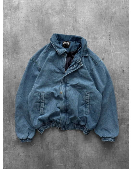 ÇITÇITLI OVERSİZE KOT CEKET MAVİ