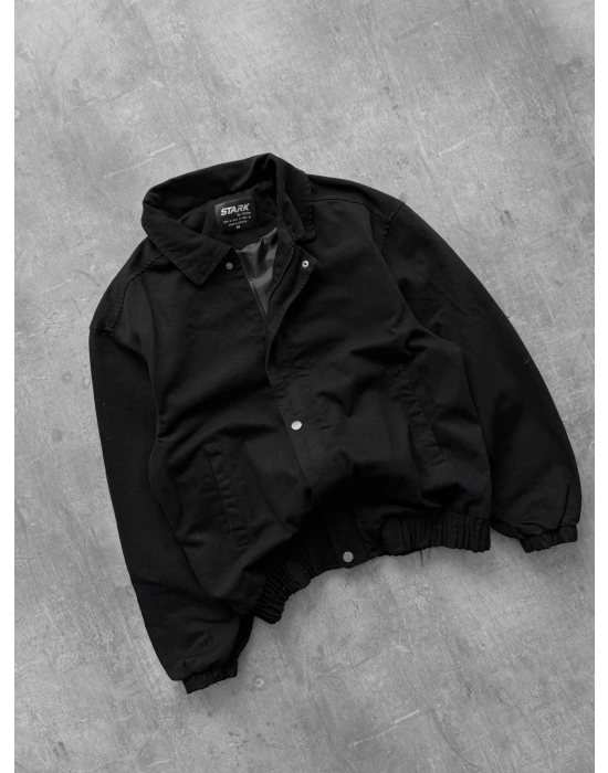 ÇITÇITLI OVERSİZE KOT CEKET SİYAH