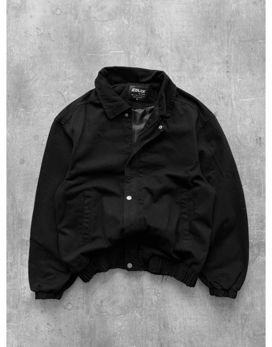 ÇITÇITLI OVERSİZE KOT CEKET SİYAH