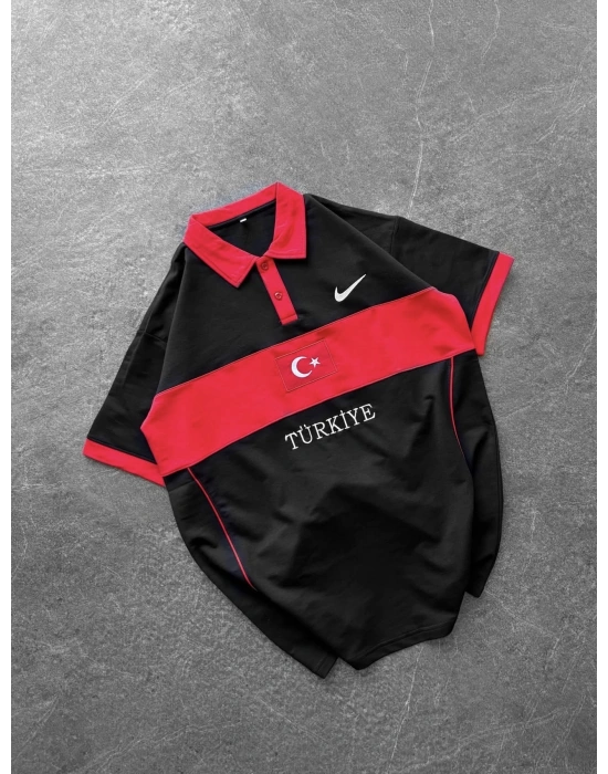 Dk Turkey Polo Yaka Oversize Tişört Siyah HL