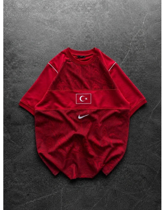 Dk Has Life Turkey Bisiklet Yaka Oversize Tişört Kırmızı