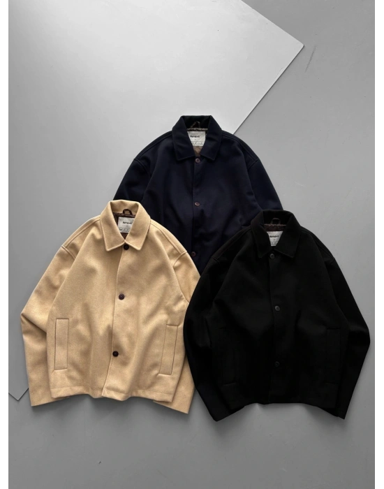 DÜĞMELİ KAŞE CEKET KREM