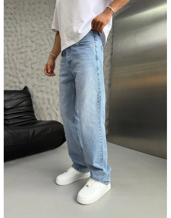 DÜZ BAGGY KOT PANTOLON AÇIK MAVİ