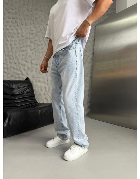 DÜZ BAGGY KOT PANTOLON BUZ MAVİ