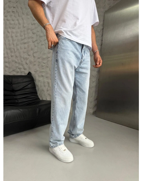 DÜZ BAGGY KOT PANTOLON BUZ MAVİ