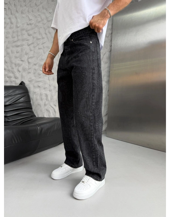 DÜZ BAGGY ŞAL DESEN KOT PANTOLON