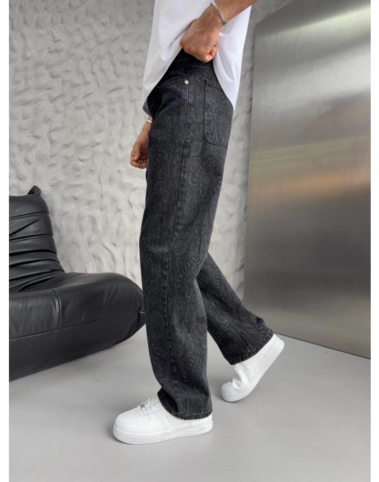 DÜZ BAGGY ŞAL DESEN KOT PANTOLON